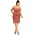Plus wild animal print cami strap ruffle hem dress