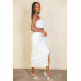 Ribbed cropped top and maxi side slit skirt