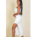 Ribbed cropped top and maxi side slit skirt