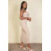 Ribbed cropped top and maxi side slit skirt