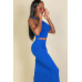 Ribbed cropped top and maxi side slit skirt