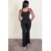 Ribbed sleeveless wide leg jumpsuit