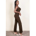 Ribbed sleeveless wide leg jumpsuit