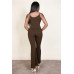 Ribbed sleeveless wide leg jumpsuit