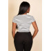 Ribbed tight knitted striped square neck short sleeve t shirt