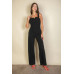 Notched neck cami jumpsuit
