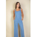Notched neck cami jumpsuit