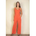 Notched neck cami jumpsuit