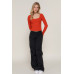Long slv sweetheart neck seam detail knit top