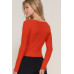 Long slv sweetheart neck seam detail knit top