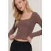 Long slv sweetheart neck seam detail knit top