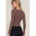 Long slv sweetheart neck seam detail knit top