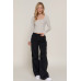 Long slv sweetheart neck seam detail knit top