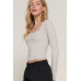 Long slv sweetheart neck seam detail knit top