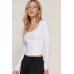 Long slv sweetheart neck seam detail knit top
