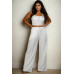 Plus Bustier Crop Cami Top & Slant Pocket Straight Pants