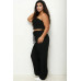 Plus Bustier Crop Cami Top & Slant Pocket Straight Pants
