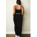 Plus Bustier Crop Cami Top & Slant Pocket Straight Pants