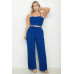 Plus Bustier Crop Cami Top & Slant Pocket Straight Pants