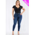 Plus Size Casual Split Neck Solid Short Sleeve Bodysuit