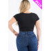 Plus Size Casual Split Neck Solid Short Sleeve Bodysuit