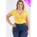 Plus Size Casual Split Neck Solid Short Sleeve Bodysuit