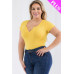Plus Size Casual Split Neck Solid Short Sleeve Bodysuit
