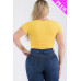 Plus Size Casual Split Neck Solid Short Sleeve Bodysuit
