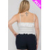 Plus Size Tiered Shirred Body Crop Top