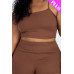 Plus Size Ribbed Cami Crop Top & Ruched Shorts Set