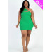 Plus Size Ribbed One Shoulder Cutout Front Casual Mini Bodycon Dress