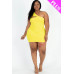 Plus Size Ribbed One Shoulder Cutout Front Casual Mini Bodycon Dress