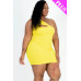 Plus Size Ribbed One Shoulder Cutout Front Casual Mini Bodycon Dress