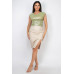 Ruched Sleeveless Asymmetric Crop Top