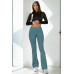Wide waistband flare leg pants