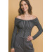 Ribbed bardot zip up long sleeve