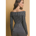 Ribbed bardot zip up long sleeve