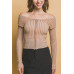Ribbed bardot zip up long sleeve