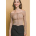 Ribbed bardot zip up long sleeve