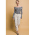 Ribbed bardot zip up long sleeve