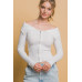 Ribbed bardot zip up long sleeve
