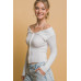 Ribbed bardot zip up long sleeve