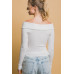 Ribbed bardot zip up long sleeve
