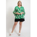 Geometric print ruffled bell sleeve woven top