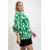 Geometric print ruffled bell sleeve woven top