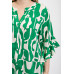 Geometric print ruffled bell sleeve woven top