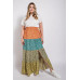 Ditsy floral color block skirt with front slit