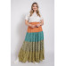 Ditsy floral color block skirt with front slit