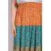 Ditsy floral color block skirt with front slit