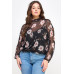 Mesh Floral Ls Top W/cami